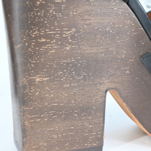 GIVENCHY Black Studded Leather Wooded Platforms Size 37 - Picture 9 of 16